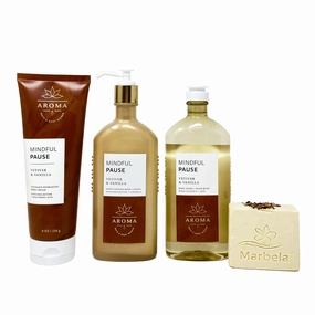 Bath & Body Works Aroma Mindful Pause VETIVER & VANILLA 3 Piece Value Pack - Body Cream - Body Wash   Foam Bath - Body Lotion - with a Creamy Rose Bar Soap