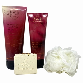 Bath & Body Works Aromatherapy Renewing Meadow Walk Rose Magnolia 2 Piece Gift Set -Moisturizing Body Wash and Body Cream with a Creamy Rose Bar Soap   a FREE Shower Sponge