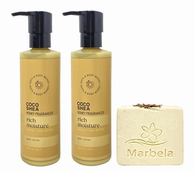 Bath & Body Works Coco Shea Honey Fragranced Rich Moisture 2 Pack Body Lotion Bundle with a Creamy Rose Soap - Full Size