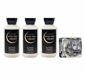 Bath & Body Works Into The Night 3 Piece Daily Nourishing Body Lotion Bundle with a Charcoal Scrub Bar Soap - Full Size