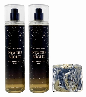 Bath & Body Works Into The Night - 2 Pack Of Fine Fragrance Mist With a Charcoal Scrub Soap