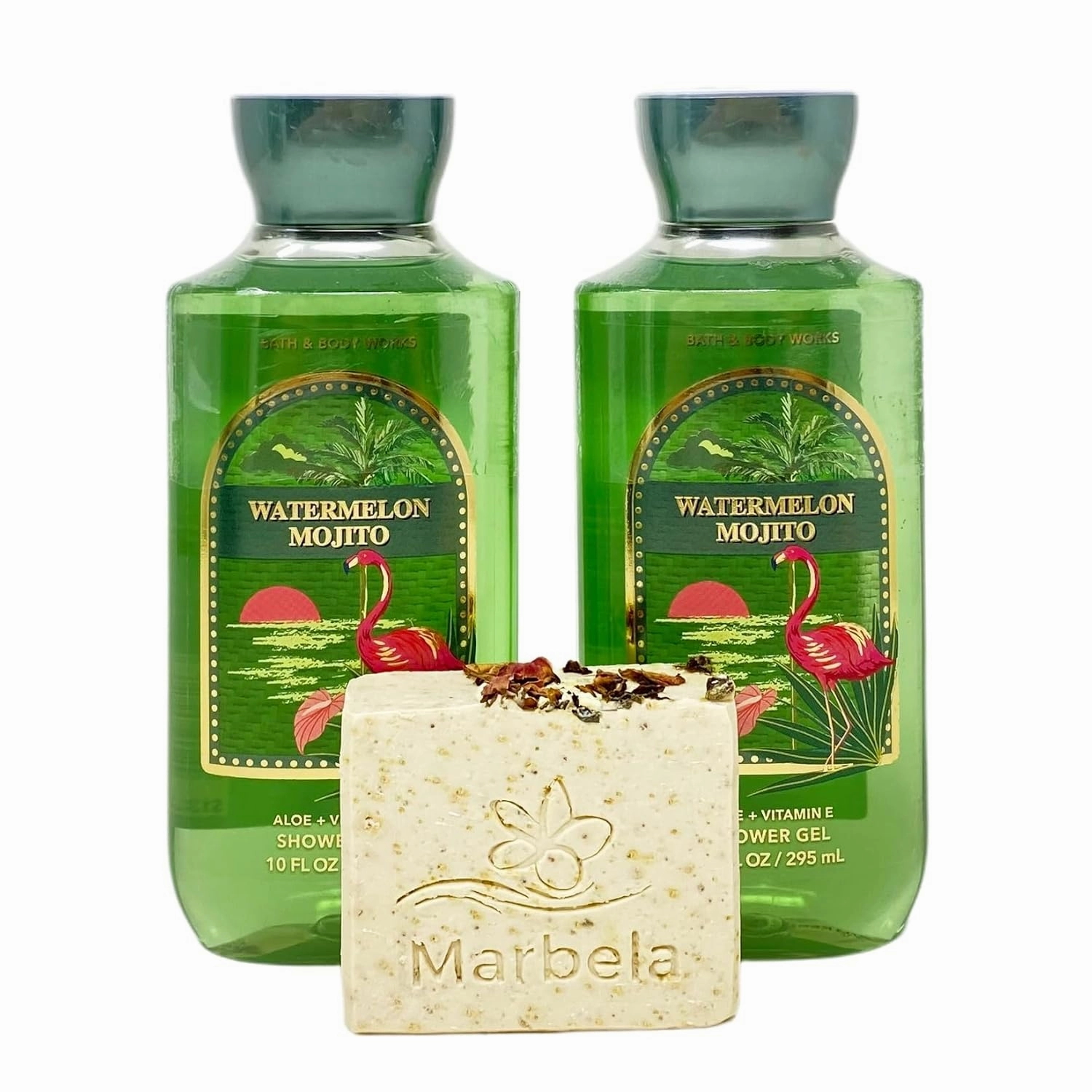 Bath & Body Works Watermelon Mojito 2 Pack Aloe   Vitamin E Shower Gel Bundle with a Creamy Rose Bar Soap - Full Size