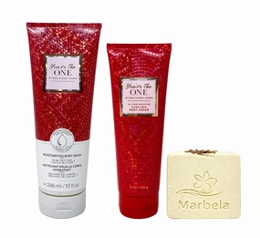 Bath & Body Works You're The One Moisturizing Body Wash and Body Cream Bundle with a Creamy Rose Bar Soap - Full Size
