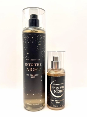 Bath and Body Work Into The Night Fine Fragrance Mist Set, 8 fl oz and 2.5 fl oz, Raspberry Noir and Amber Crystals