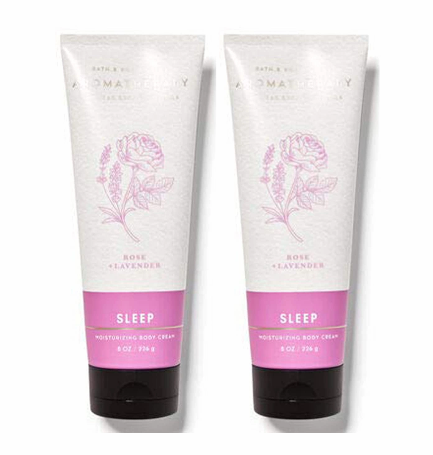 Bath and Body Works 2 Pack Aromatherapy Rose & Lavender Body Cream 8 Oz. (Rose & Lavender)