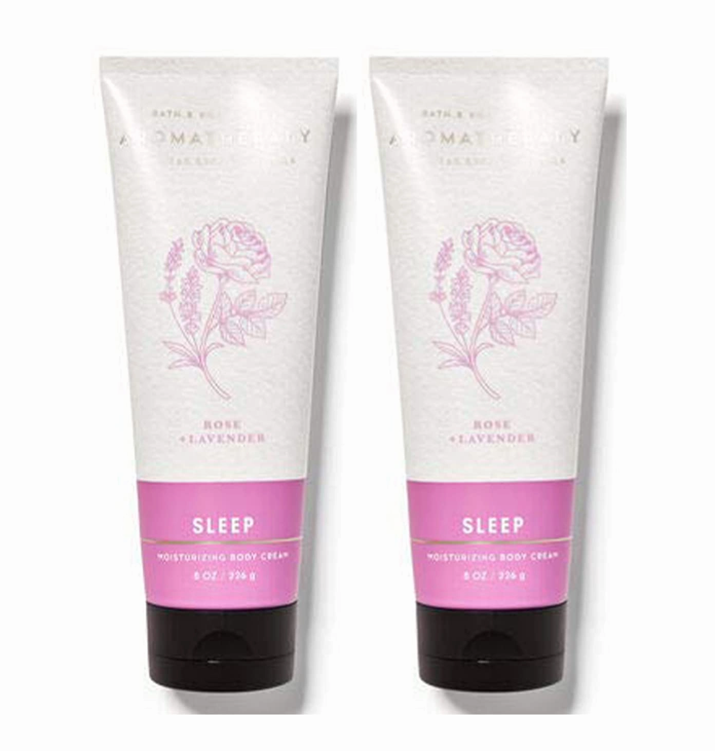 Bath and Body Works 2 Pack Aromatherapy Rose & Lavender Body Cream 8 Oz. (Rose & Lavender)