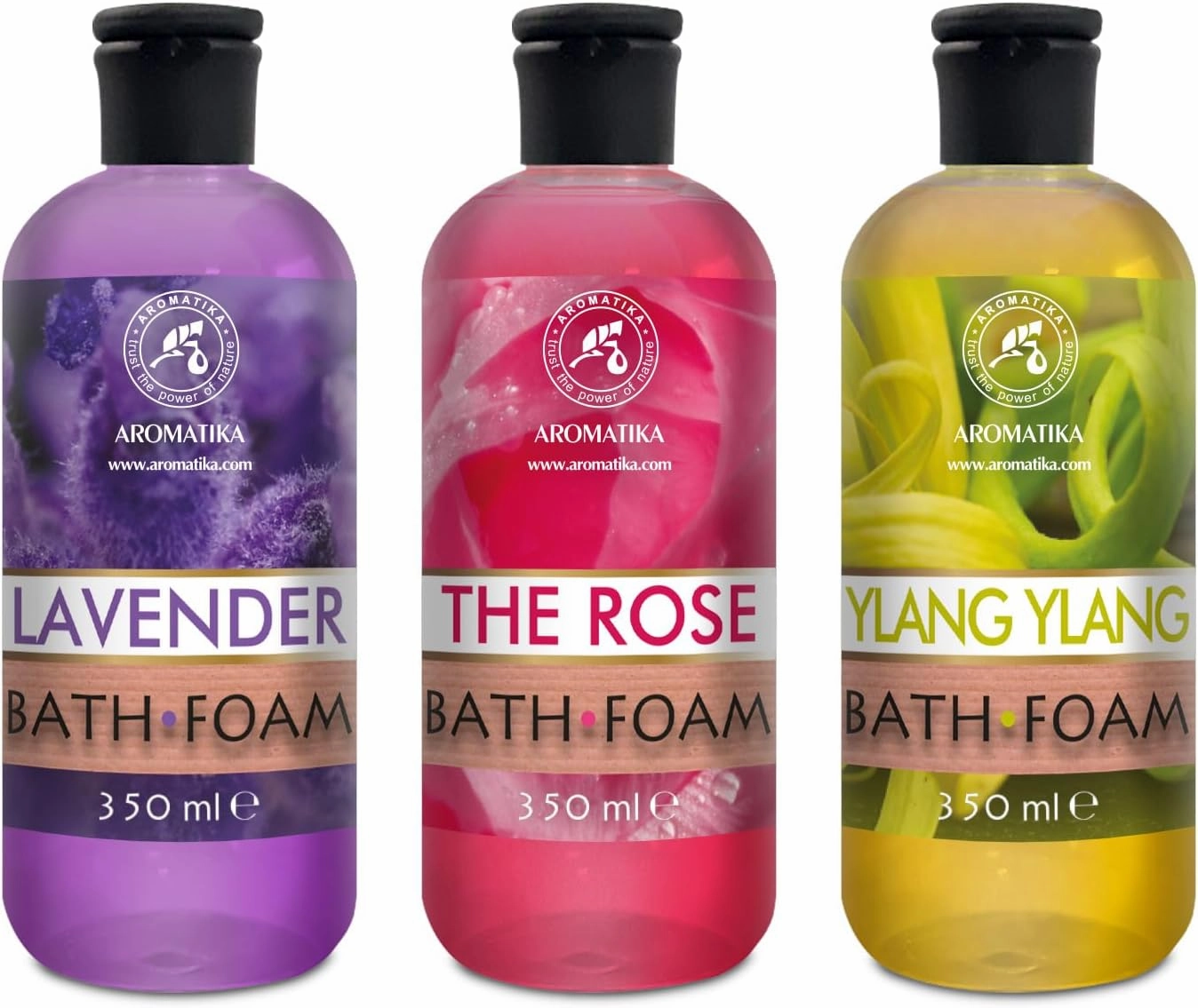 Bath Foam - Lavender, Rose, Ylang Ylang - Set 3 x 11.8 Fl Oz - Body Care - Beauty - Bathing - Body Care - Wellness - Relax - Aromatherapy - Spa - Aroma - Bubble Baths