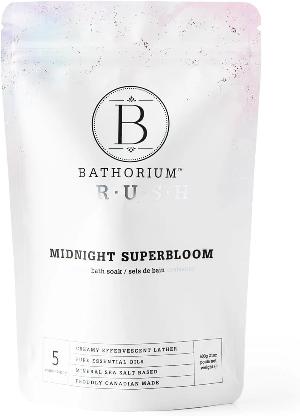 Bathorium Midnight Superbloom Crush, Wildflower Bath Soak, Lavender, Rose, Butterfly Pea Flower, Jasmine, Dead Sea Salt, 21 oz