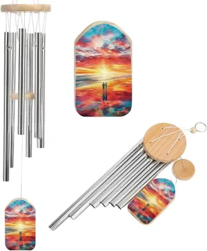 Beach Lovers Sunset Seascape Wind Chimes Outside with Relaxing Rich Sound, Memorial Wind Chimes Gifts Porch Garden Backyard
