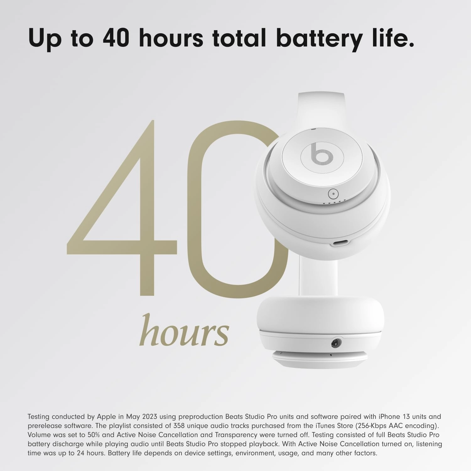 Beats Studio Pro - Wireless Bluetooth Noise Cancelling Headphones - Personalized Spatial Audio, USB-C Lossless Audio, Apple & Android Compatibility, Up to 40 Hours Battery Life - Matte White