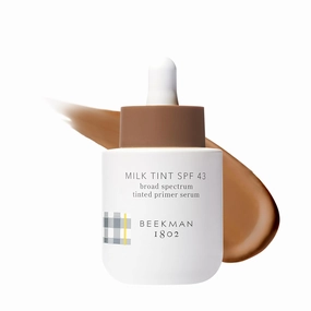 Beekman 1802 Milk Tint Face Primer with SPF 43, Deep - Oxybenzone Free - 1 oz - Tinted Mineral SPF, Makeup Primer & Moisturizer - Blends Seamlessly - Good for Sensitive Skin - Cruelty Free