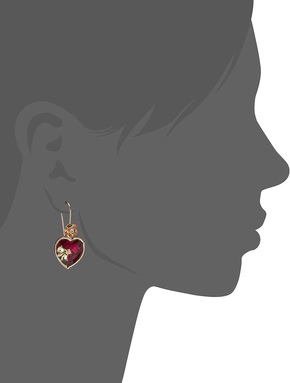 Betsey Johnson Womens Stone Heart Dangle Earrings