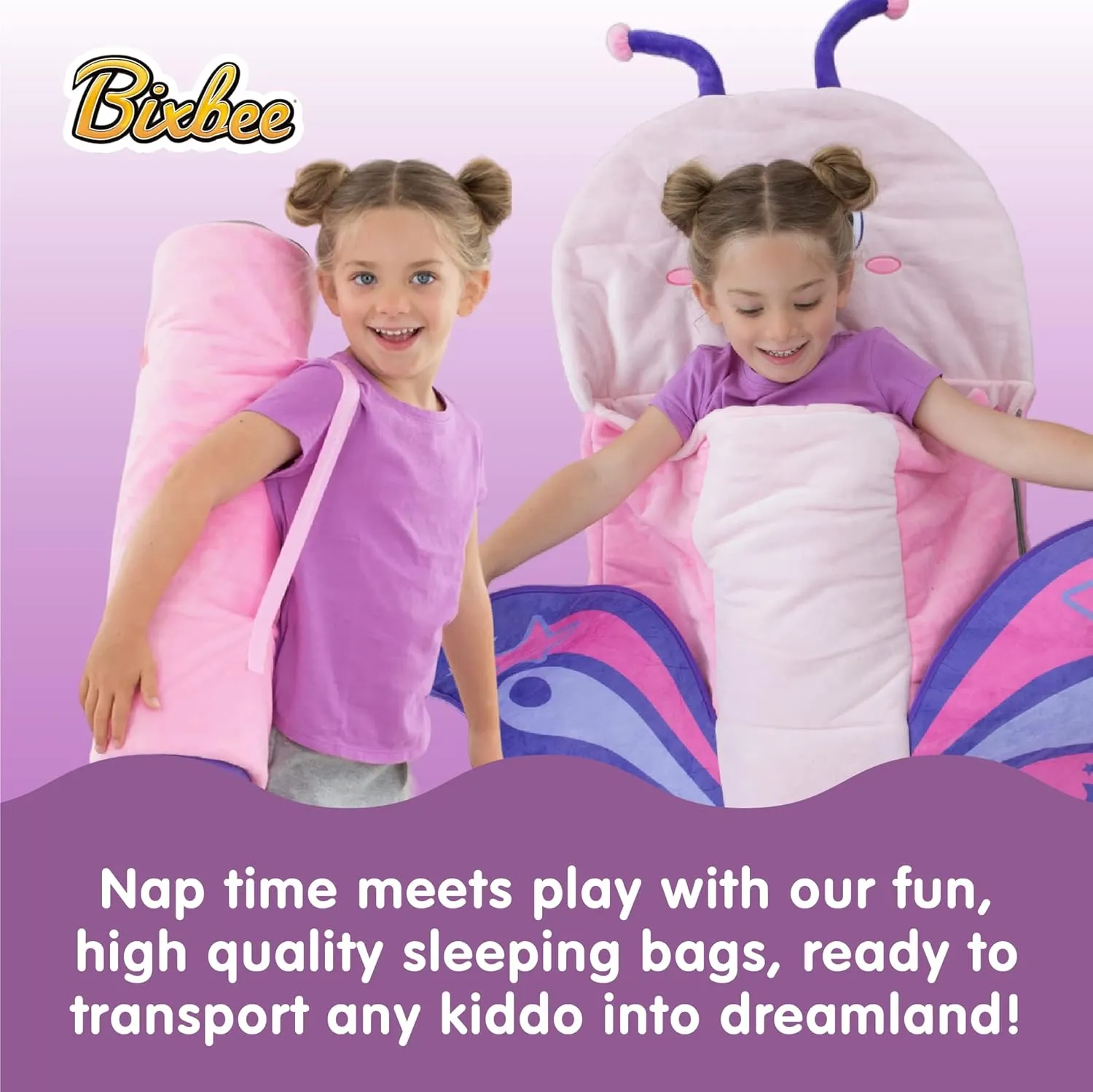 Bixbee Kids Sleeping Bag, Soft Sleepy Sack for Kids & Toddlers | Easy Roll Up Design for School, Daycare   Naptime, 60 x 22 Inches | Cozy Slumber Bag w Lining for Girls   Boys