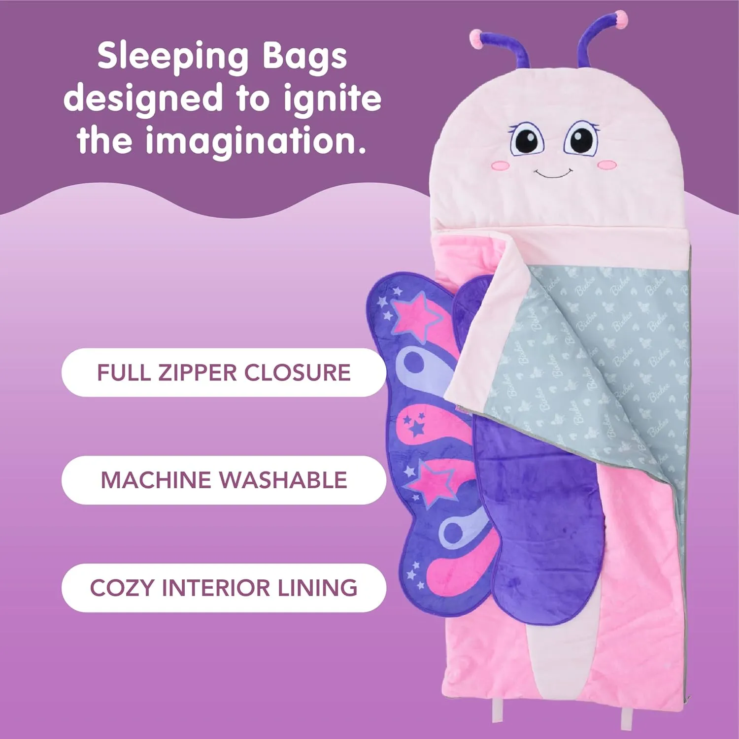 Bixbee Kids Sleeping Bag, Soft Sleepy Sack for Kids & Toddlers | Easy Roll Up Design for School, Daycare   Naptime, 60 x 22 Inches | Cozy Slumber Bag w Lining for Girls   Boys