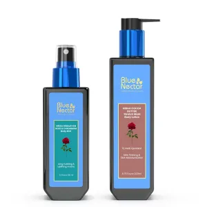 Blue Nectar Pregnancy Bliss Bundle:Stretch Mark Cream & Uplifting Body Mist - Cocoa & Shea Butter Moisturizer, 12 Herbs, Himalayan Rose, Perfect Pregnancy Gifts (6.76 fl oz, 3.4 fl oz)