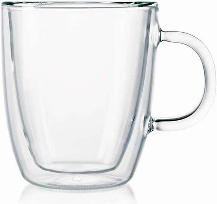 Bodum 10oz Bistro Double Wall Insulated Mug, High-Heat Borosilicate Glass, Set of 6, Clear