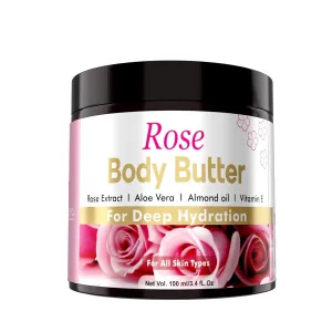 body butter For dry skin With British Rose, Almond Oil & Vitamin E | Vegan | For women & Men 100 ml/3.38 floz