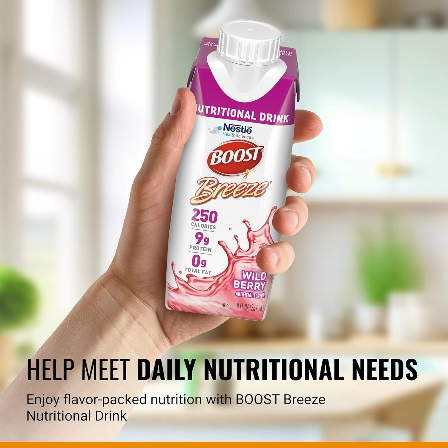 BOOST Breeze Clear Nutritional Drink - 250 Calories - 19 Vitamins & Minerals - 9 g Protein – Fortified Clear Nutritional Drink with Vitamin A & Zinc - Wild Berry Flavor - 8 fl oz (Pack of 24)
