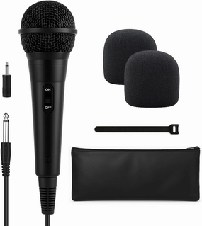 Bowens Wired Dynamic Microphone - Vocal Mic with 15ft Cable and 1/4-Inch to 3.5mm Adapter, Cardioid Karaoke Microphone for Singing, DJ, PA System, Podcasting, Public Speaking Microfono