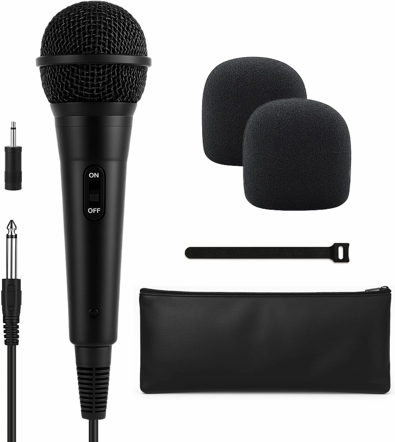 Bowens Wired Dynamic Microphone - Vocal Mic with 15ft Cable and 1/4-Inch to 3.5mm Adapter, Cardioid Karaoke Microphone for Singing, DJ, PA System, Podcasting, Public Speaking Microfono