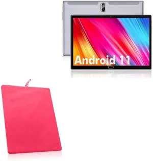BoxWave Case Compatible with FEONAL 2022 Latest Android 11.0 Tablet (10 in) - Velvet Pouch, Soft Velour Fabric Bag Sleeve with Drawstring - Cosmo Pink