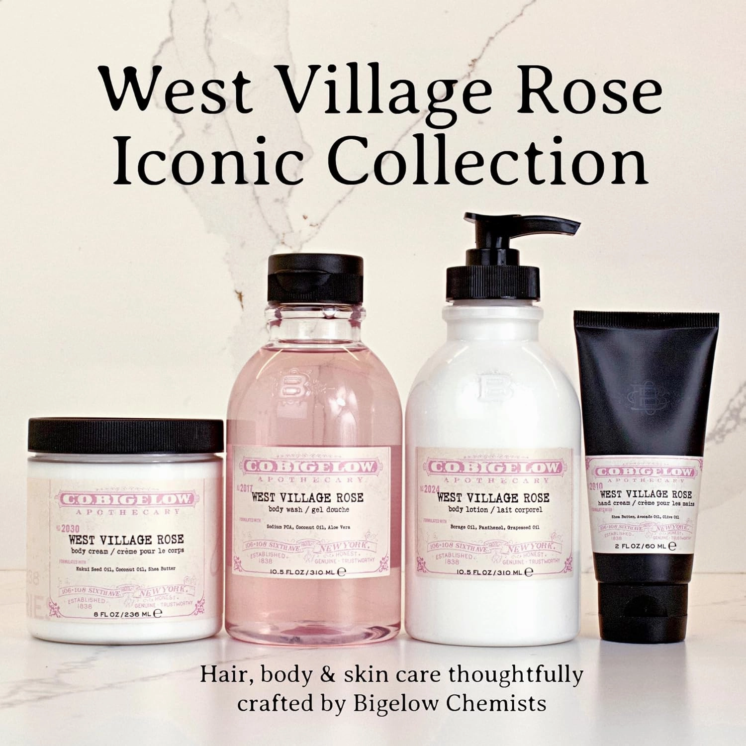 C.O. Bigelow Iconic Collection West Village Rose Hand Cream, with Shea Butter, Avocado Oil, and Olive Oil, 2 fl oz