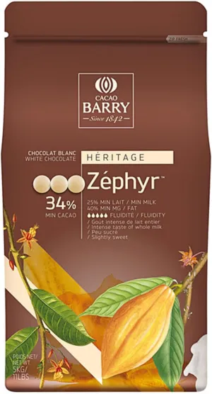 Cacao Barry Heritage Zephyr White Chocolate Pistoles 11 lb. WS-409BN34ZEPH-NF
