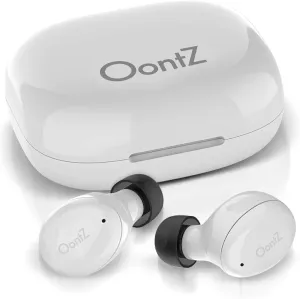 Cambridge Soundworks OontZ True Wireless BudZ, Bluetooth Wireless Sports Earbuds with Amazing Sound and Rich Bass, Compact Charging Case for up to 12 Hours Playtime, Sweatproof Earbuds (White)