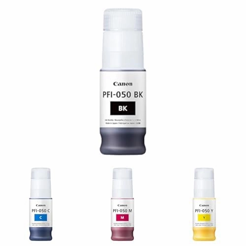 Canon Full Set of C, M, Y, K Genuine PFI-050 Ink Bundle, Compatible with imagePROGRAF TC-20, TC-20M Large Format Printer