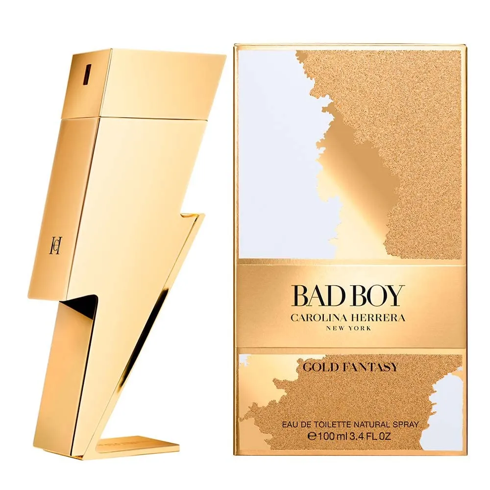 Carolina Herrera Bad Boy Gold Fantasy Eau De Toilette Spray for Men, 3.4 Ounce