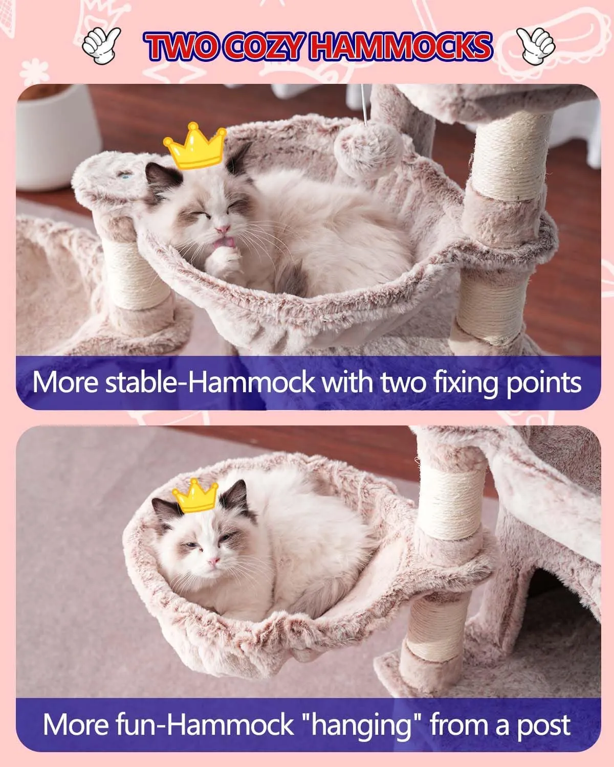 Cat Tree for Small Cats/Kitten, Cat Tower with condo, 2 Baskets, Platform, Scratch Board, Cat Scratching Posts for Indoor Cats, Muchroom GCT003SMU