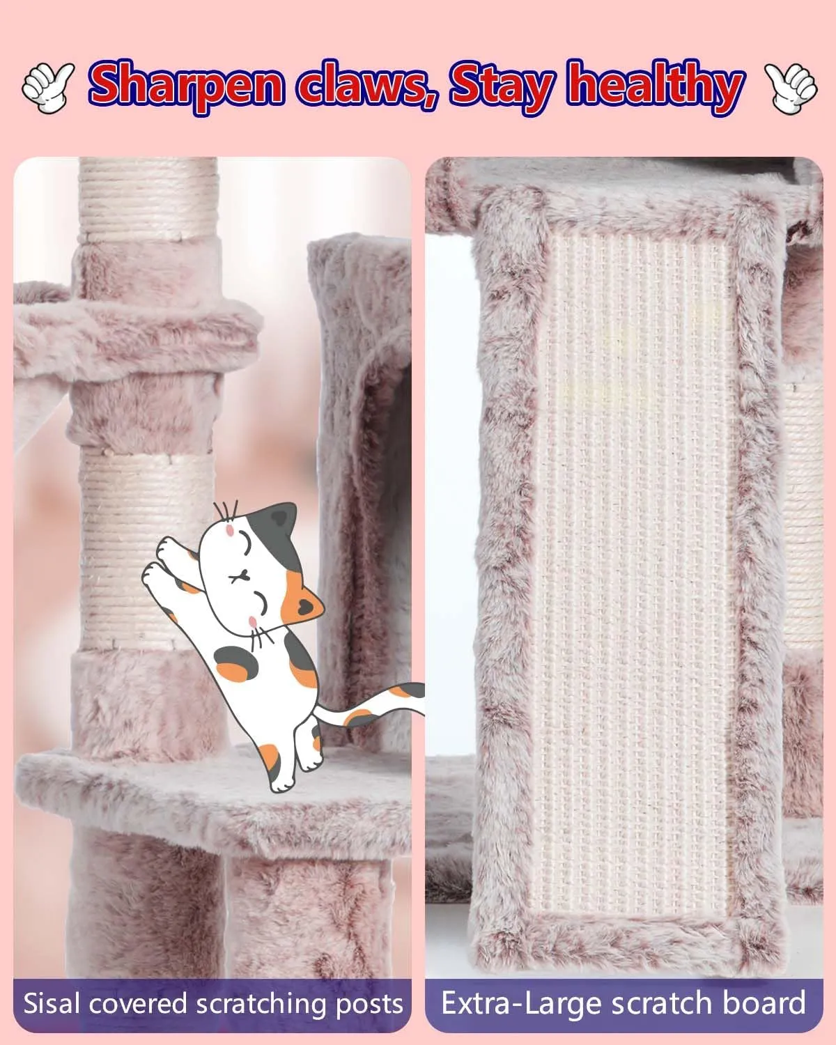 Cat Tree for Small Cats/Kitten, Cat Tower with condo, 2 Baskets, Platform, Scratch Board, Cat Scratching Posts for Indoor Cats, Muchroom GCT003SMU