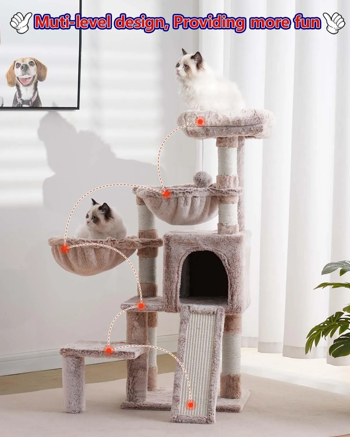 Cat Tree for Small Cats/Kitten, Cat Tower with condo, 2 Baskets, Platform, Scratch Board, Cat Scratching Posts for Indoor Cats, Muchroom GCT003SMU