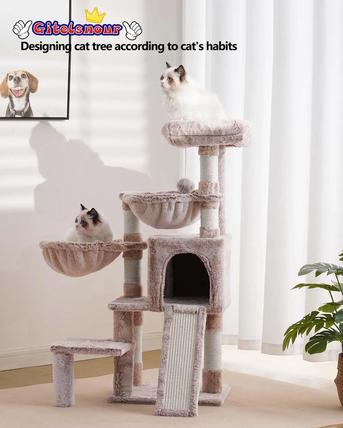 Cat Tree for Small Cats/Kitten, Cat Tower with condo, 2 Baskets, Platform, Scratch Board, Cat Scratching Posts for Indoor Cats, Muchroom GCT003SMU