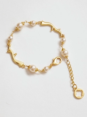 Champagne Pearl & Twig Bracelet