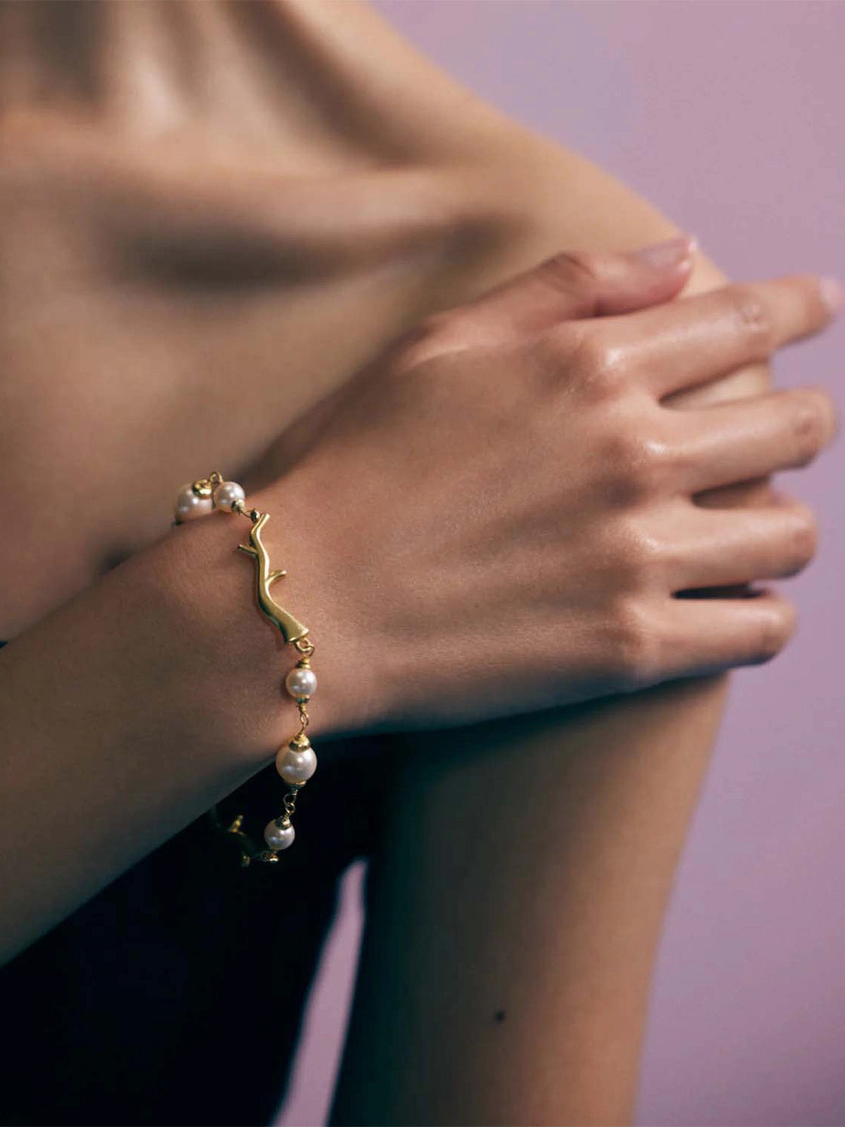 Champagne Pearl & Twig Bracelet