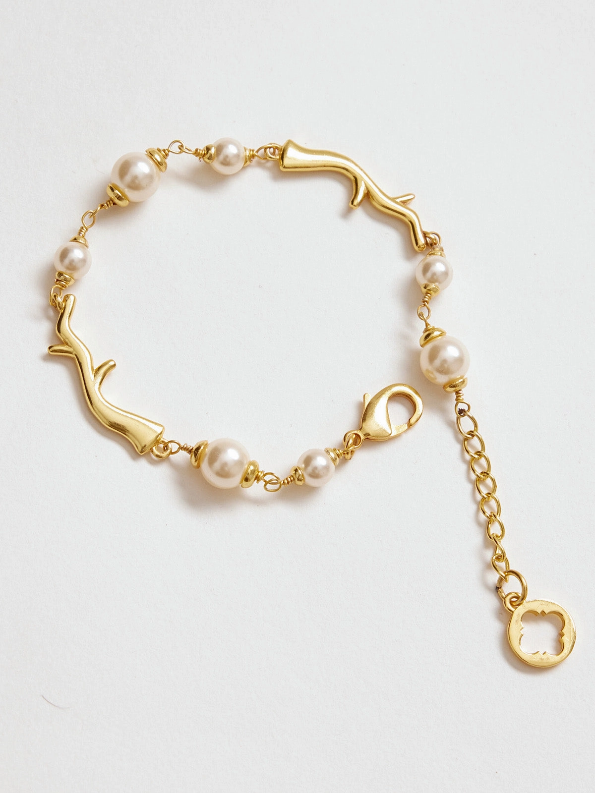 Champagne Pearl & Twig Bracelet