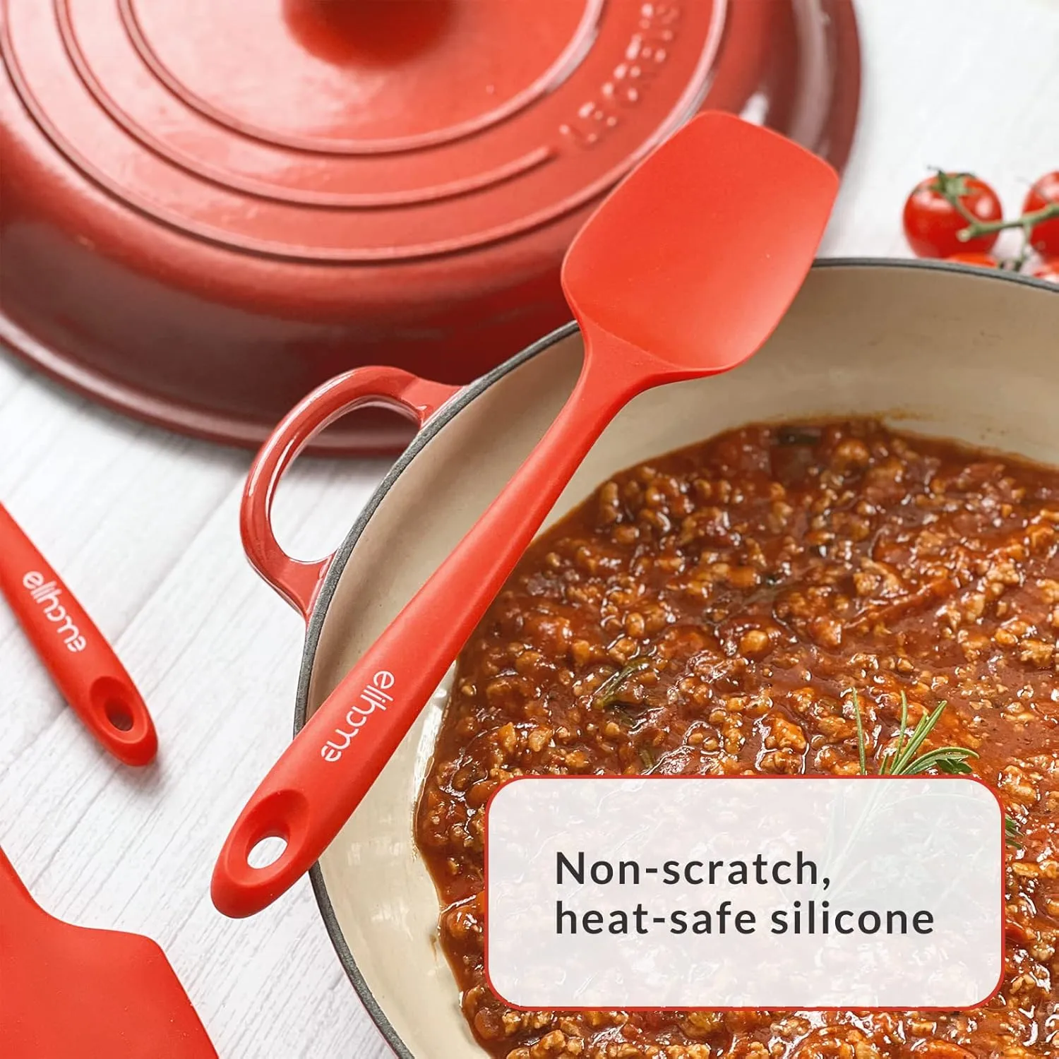Chef Series 3 Piece Silicone Spatula Set - 600°F Heat Resistant Non Stick Rubber Kitchen Scraper Spatulas for Cooking, Baking, and Mixing – BPA Free and LFGB Certified Silicone (Red)