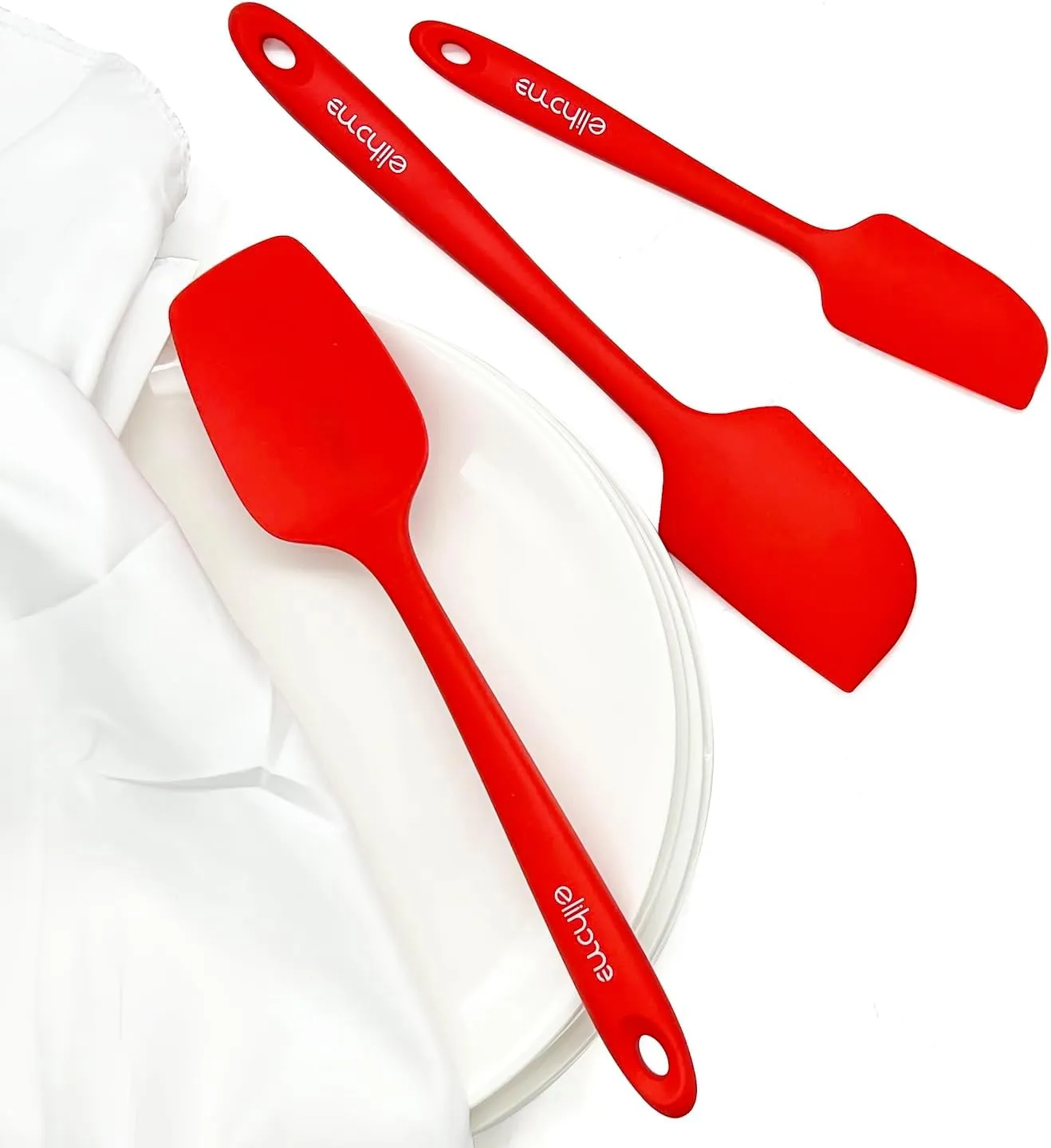 Chef Series 3 Piece Silicone Spatula Set - 600°F Heat Resistant Non Stick Rubber Kitchen Scraper Spatulas for Cooking, Baking, and Mixing – BPA Free and LFGB Certified Silicone (Red)
