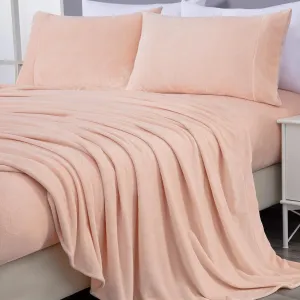 Chezmoi Collection Extra Soft Fleece Sheet Set Queen, Microplush Non-Pilling Velvety Bed Sheet, Deep Pocket - Lightweight All Season Warmth, Queen, Blush Pink