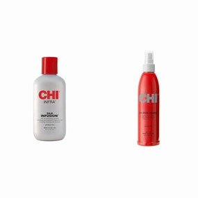 CHI INFRA Silk Infusion, 6 Fl Oz & 44 Iron Guard Thermal Protection Spray, Clear, 8 Fl Oz
