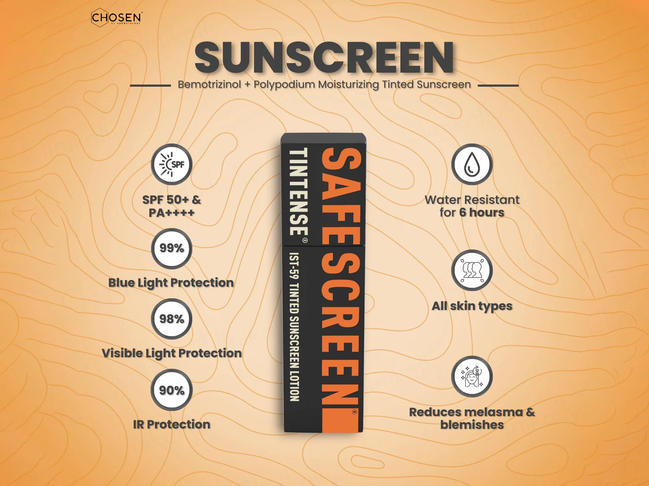 Chosen Safescreen Tintense IST-59 Tinted Sunscreen Lotion SPF 50  PA    