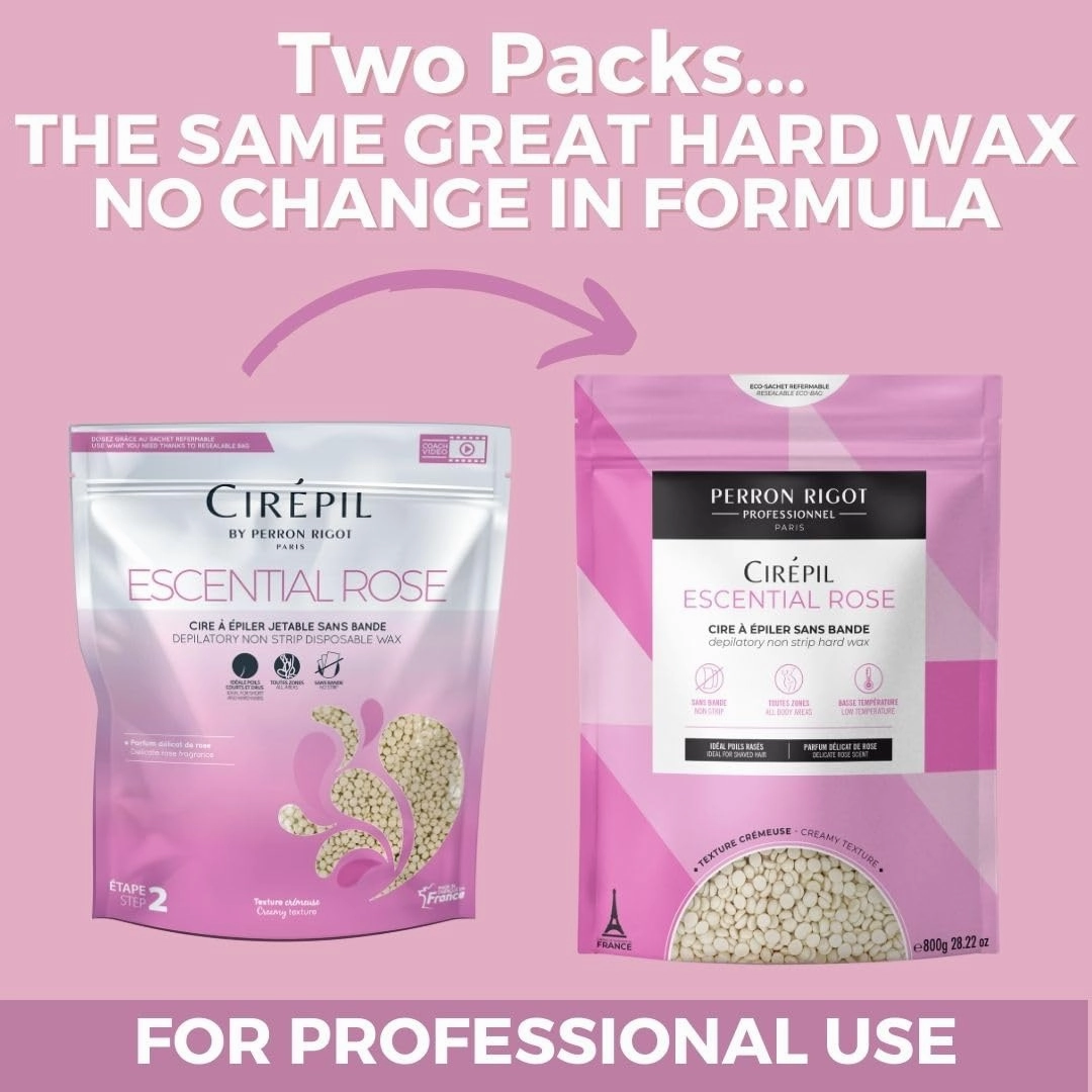 Cirepil - Escential Rose - 800g / 28.22 oz Wax Beads Bag - Light Rose Scent - All-Purpose, Creamy Texture - Perfect for Bikini Waxing