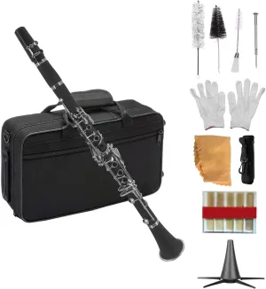 Clarinet Clarinet ABS Bb Double Barrel Clarinet With 10 Reeds Cloth Gloves Stand Handbag