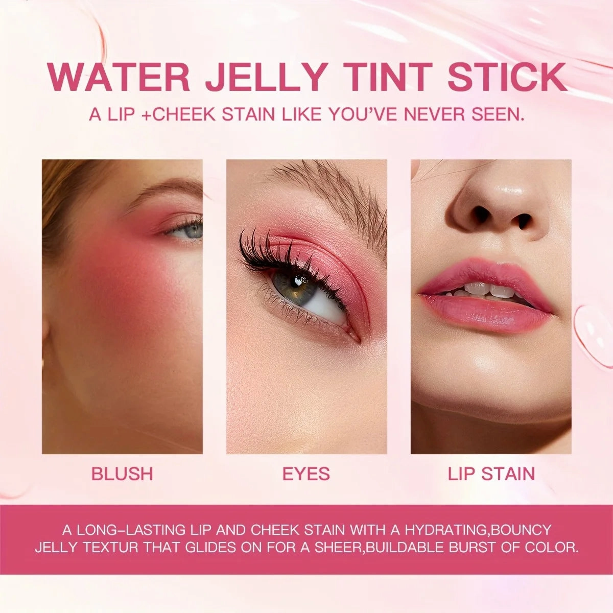 Clark & Co. 3-in-1 Jelly Blush Stick – Multi-Use Matte Blush, Lip Balm, & Eyeshadow (4 Colors)