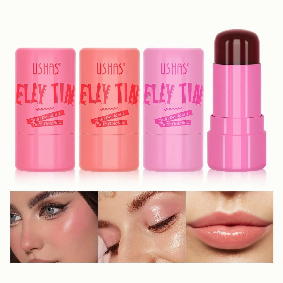 Clark & Co. 3-in-1 Jelly Blush Stick – Multi-Use Matte Blush, Lip Balm, & Eyeshadow (4 Colors)