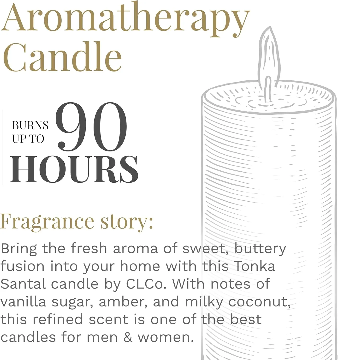 CLCo. by Candle-Lite Company Scented Candles, Tonka Santal Fragrance, One 14 oz. Single Wooden Wick Aromatherapy Candle with 90 Hours of Burn Time, White Color