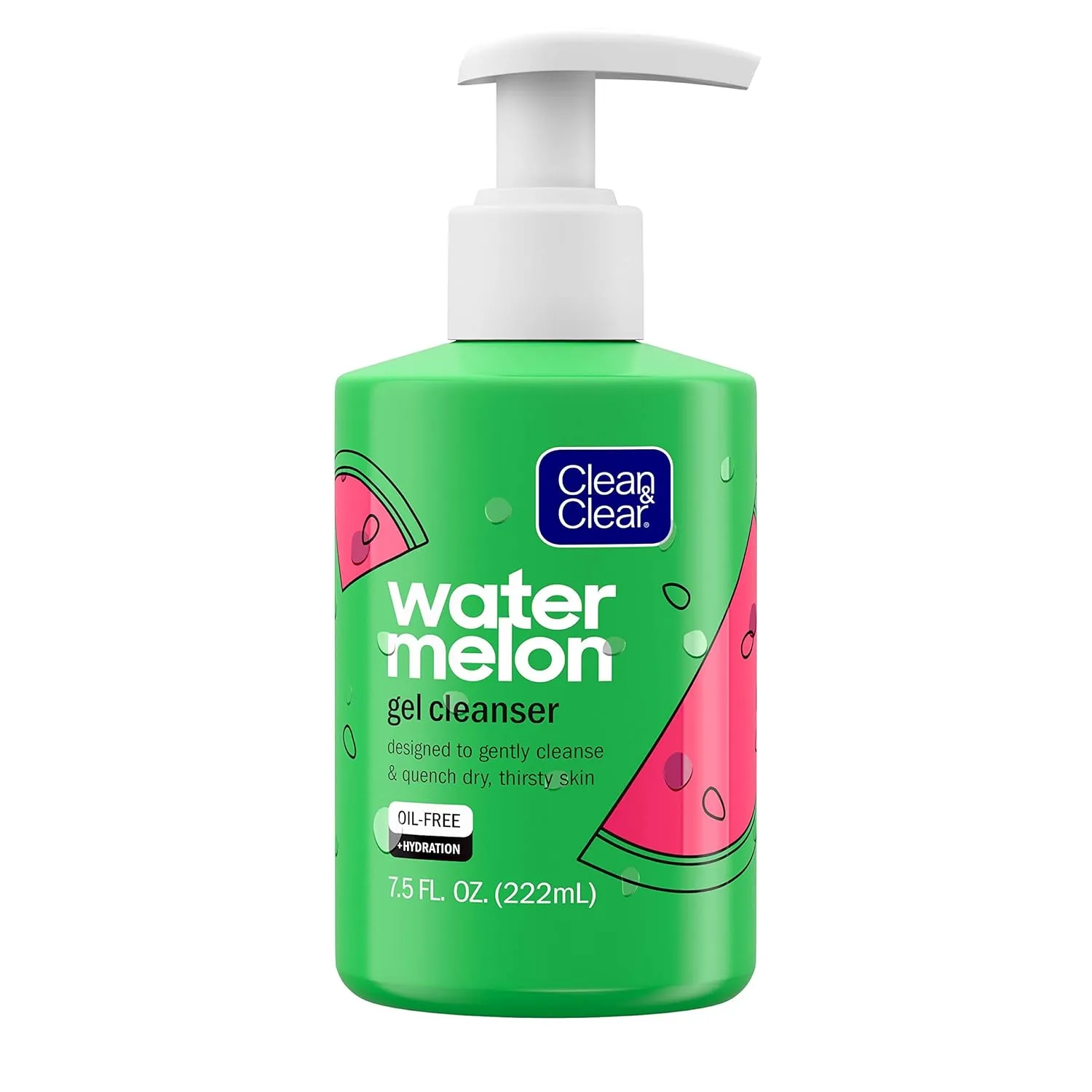 Clean & Clear Hydrating Juicy Gel Facial Cleanser, Gentle and Oil-Free Daily Face Wash to Remove Grime for Clear, Refreshed and Hydrated Skin, Watermelon, 7.5oz (Pack of 12)