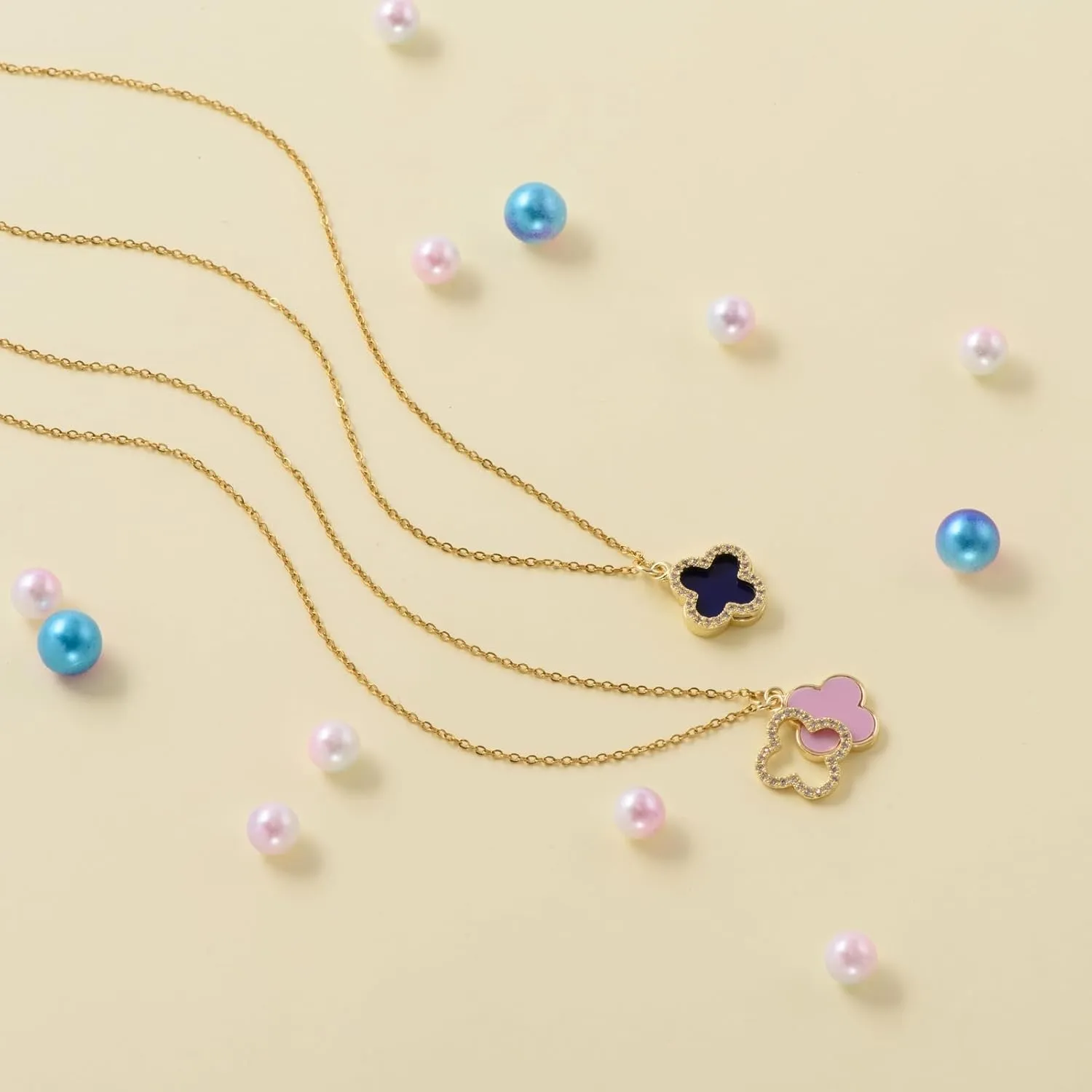 Clover Necklace For Women 14K Gold Plated/Silver Dainty Lucky Clover Pendent Necklace Trendy Four Leaf Clover Necklace Cute Simple Women's Jewelry Gift