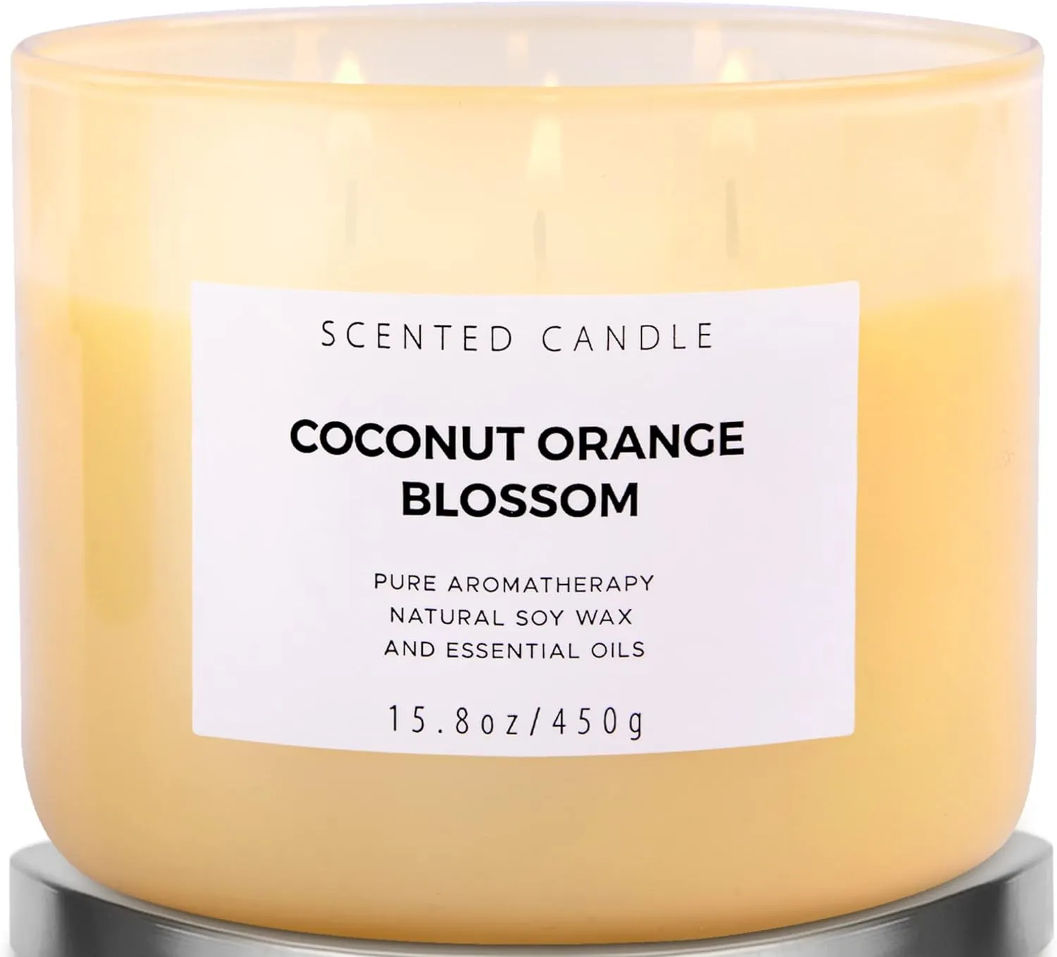 Coconut Orange Blossom 3 Wick Candle | Highly Scented Soy Candles for Home 15.8 oz, Summer & Tropical Scented Candle | Aromatherapy Stress Relief Candle, Relaxing Clean Burning Candle for Women & Men